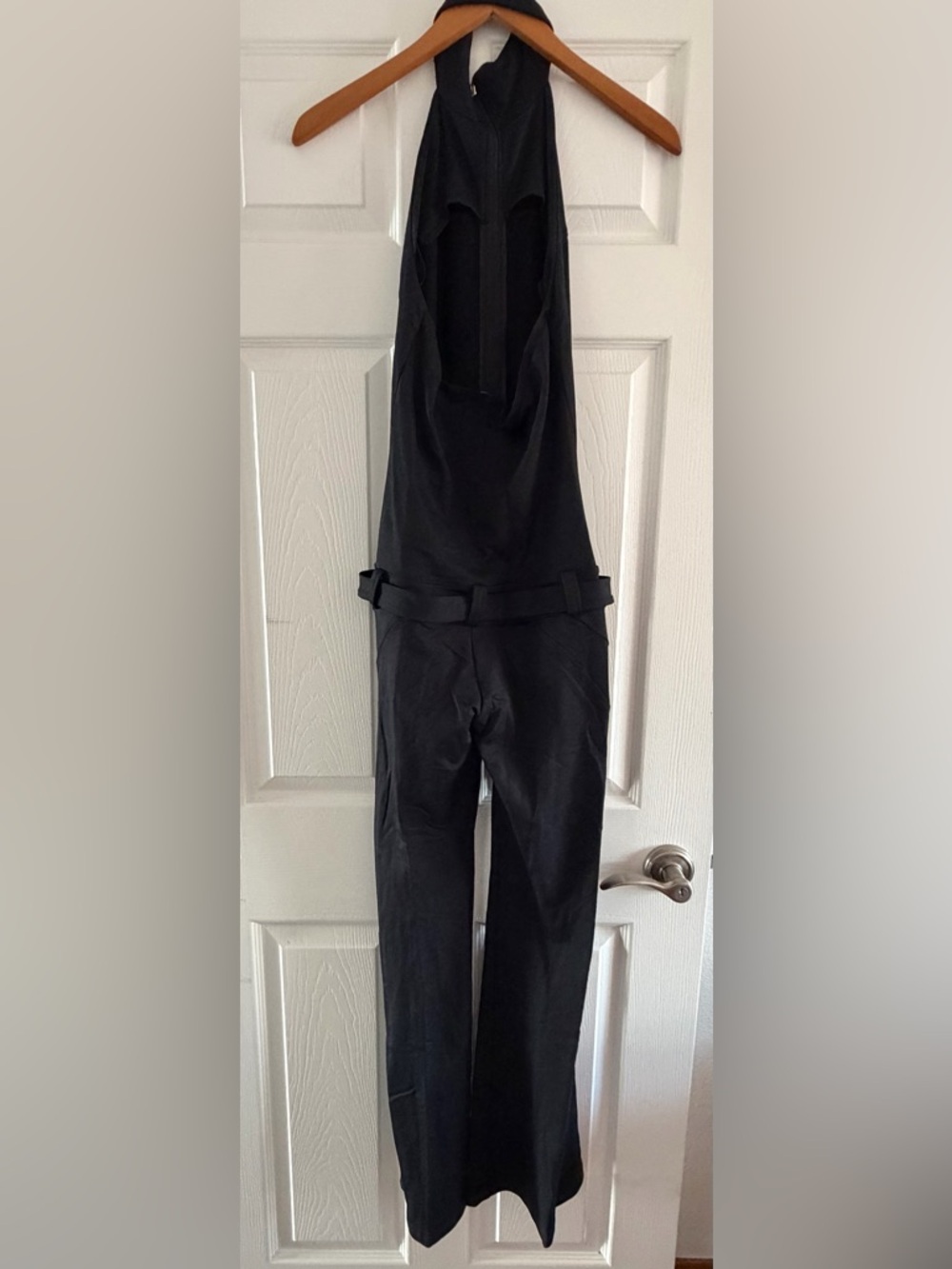 bebe Black Halter Zip Jumpsuit with Cinch Belt - Picture 3 of 4